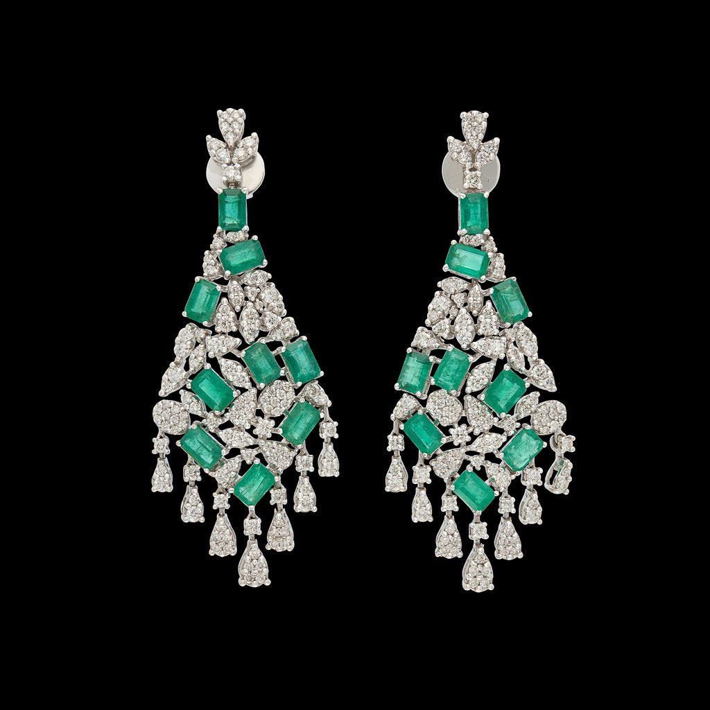 Emerald & Diamond Pendant Earrings