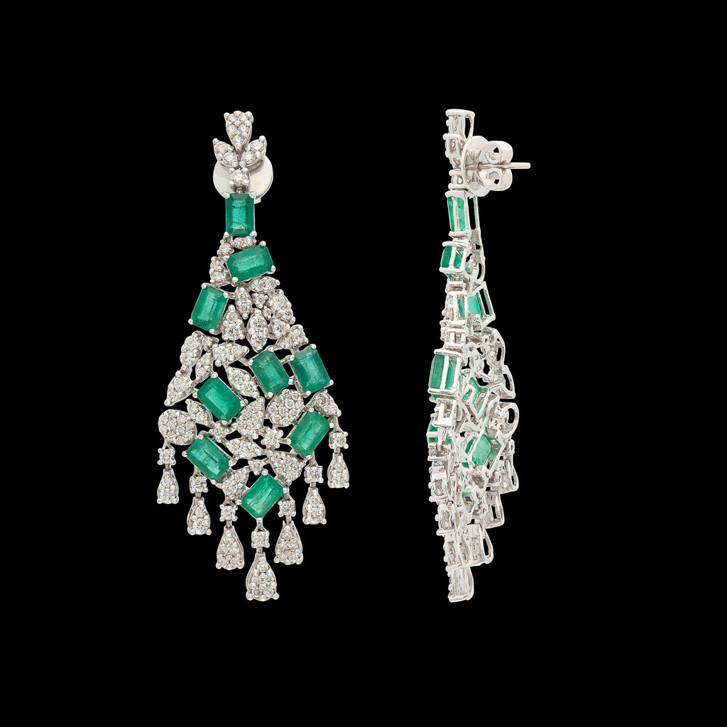 Emerald & Diamond Pendant Earrings
