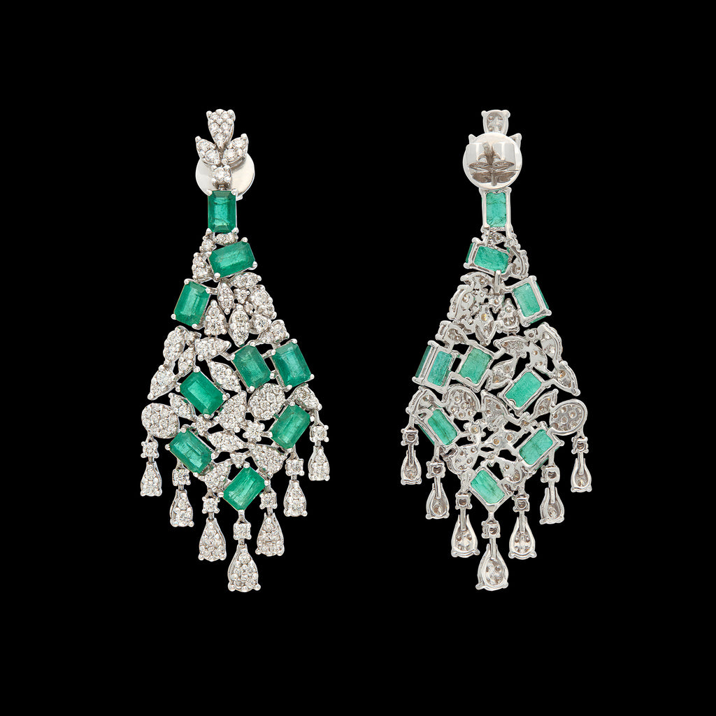 Emerald & Diamond Pendant Earrings