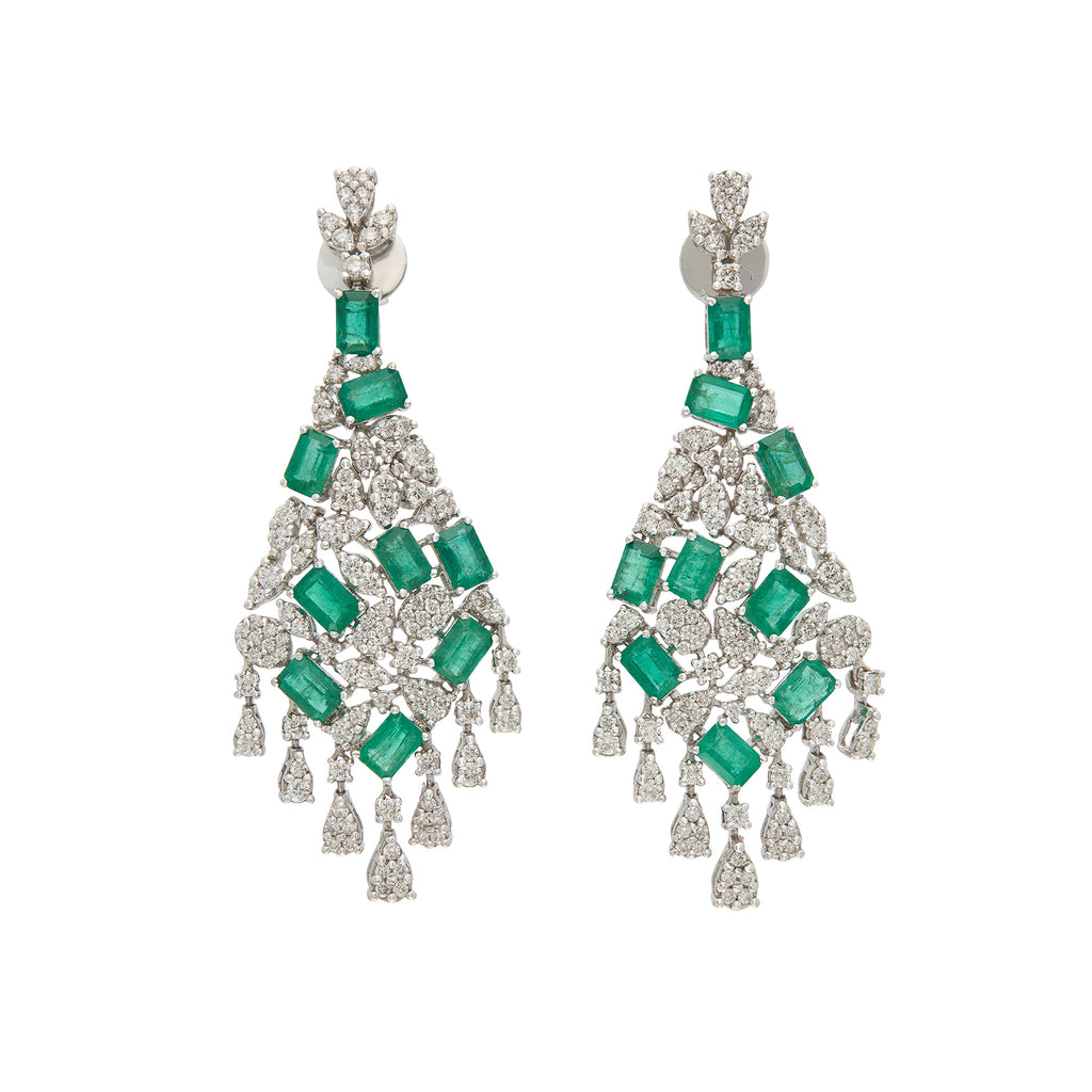 Emerald & Diamond Pendant Earrings