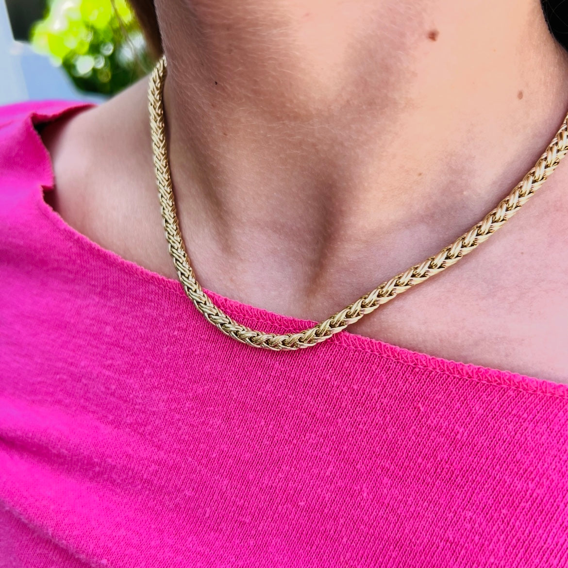 Tiffany & Co. 18k Gold Woven Wheat Chain Necklace - 66mint Fine