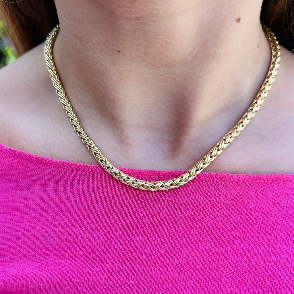 Tiffany & Co. 18k Gold Woven Wheat Chain Necklace