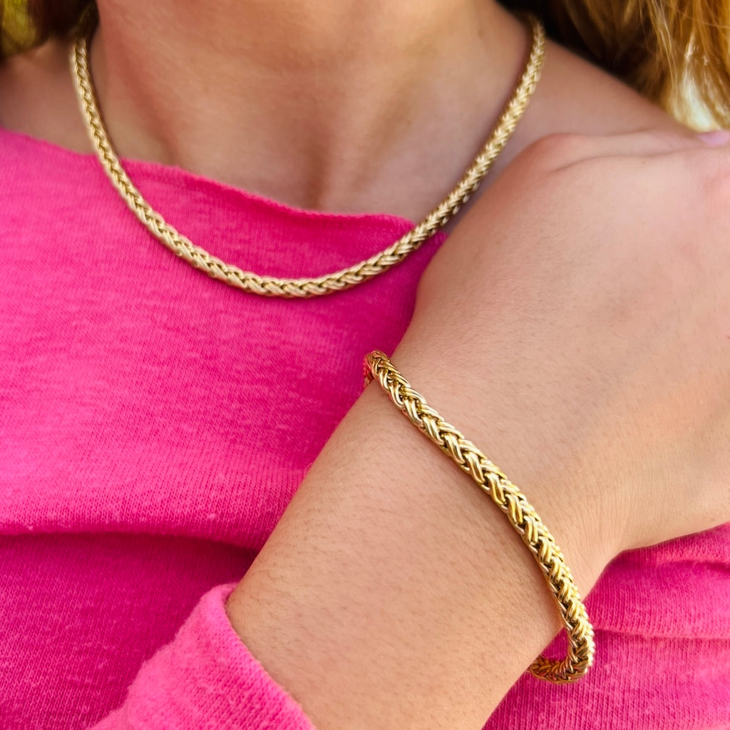 Tiffany & Co. 18k Gold Woven Wheat Chain Necklace