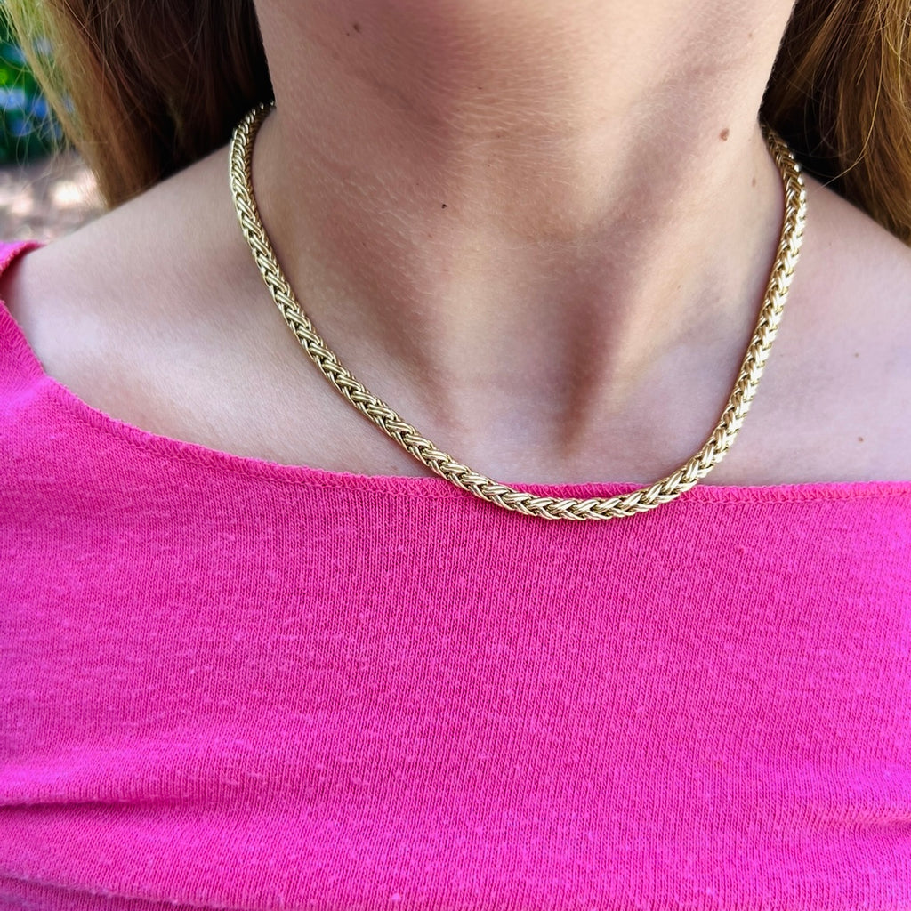 Tiffany & Co. 18k Gold Woven Wheat Chain Necklace