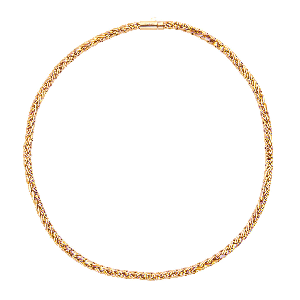Tiffany & Co. 18k Gold Woven Wheat Chain Necklace