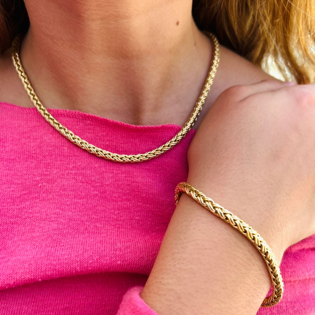 Tiffany & Co. 18k Gold Woven Wheat Chain Bracelet