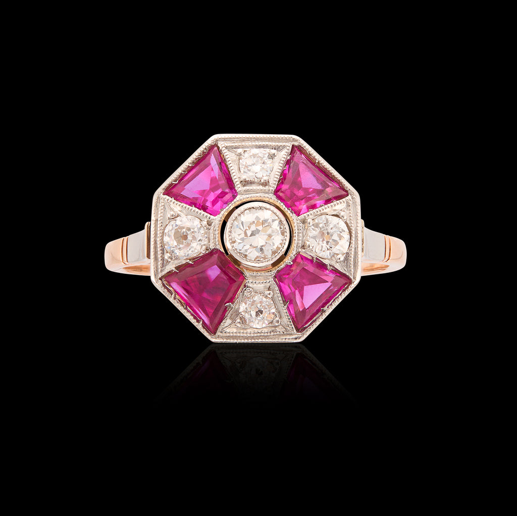 Art Deco Style Ruby & Diamond Ring