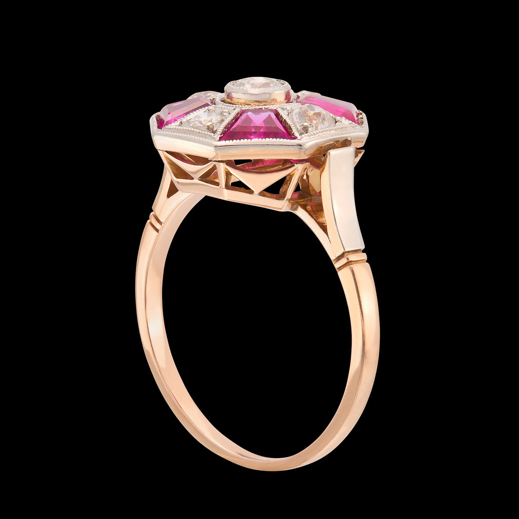 Art Deco Style Ruby & Diamond Ring