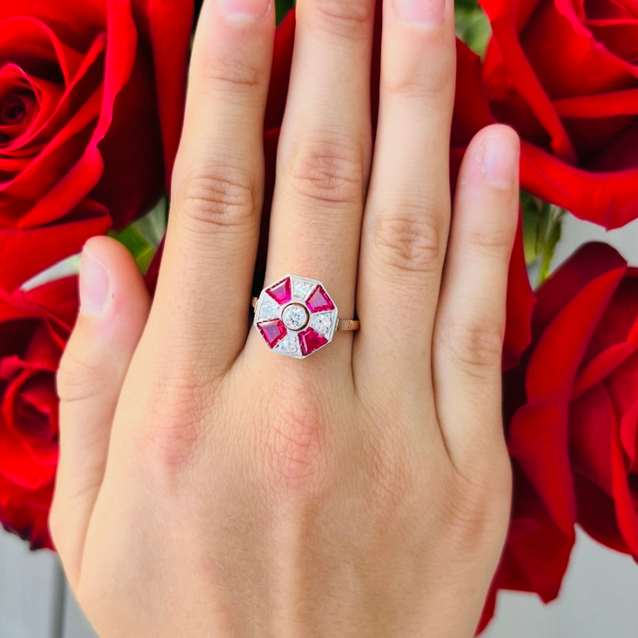 Art Deco Style Ruby & Diamond Ring