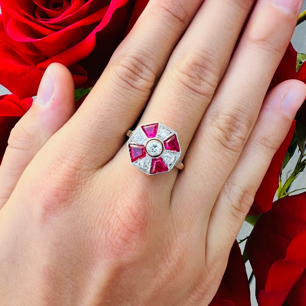 Art Deco Style Ruby & Diamond Ring