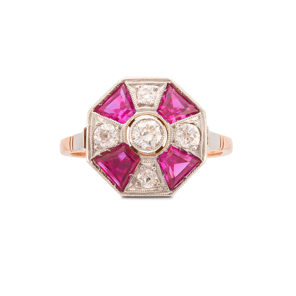 Art Deco Style Ruby & Diamond Ring