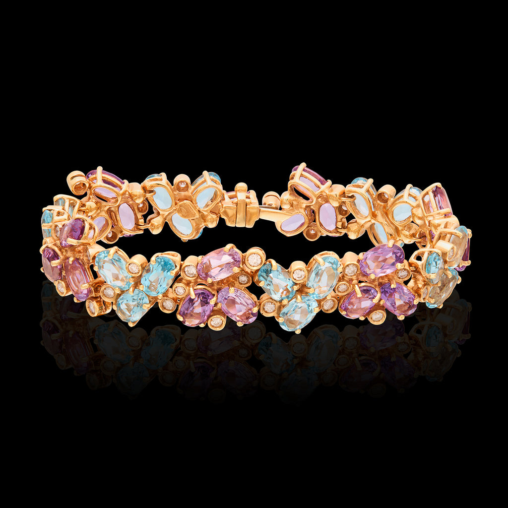 Italian Multi-Gem & 18k Rose Gold Bracelet
