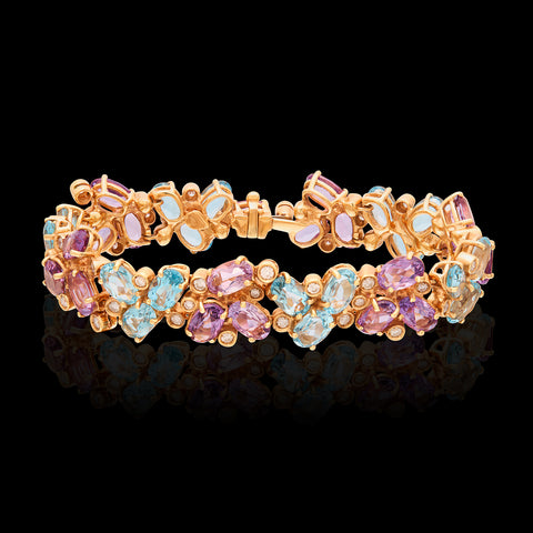 Italian Multi-Gem & 18k Rose Gold Bracelet