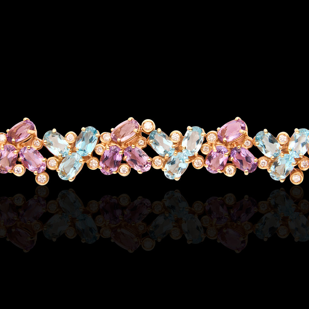 Italian Multi-Gem & 18k Rose Gold Bracelet