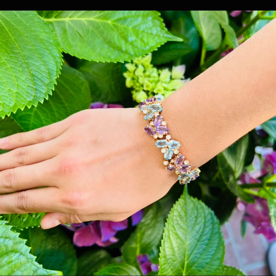Italian Multi-Gem & 18k Rose Gold Bracelet