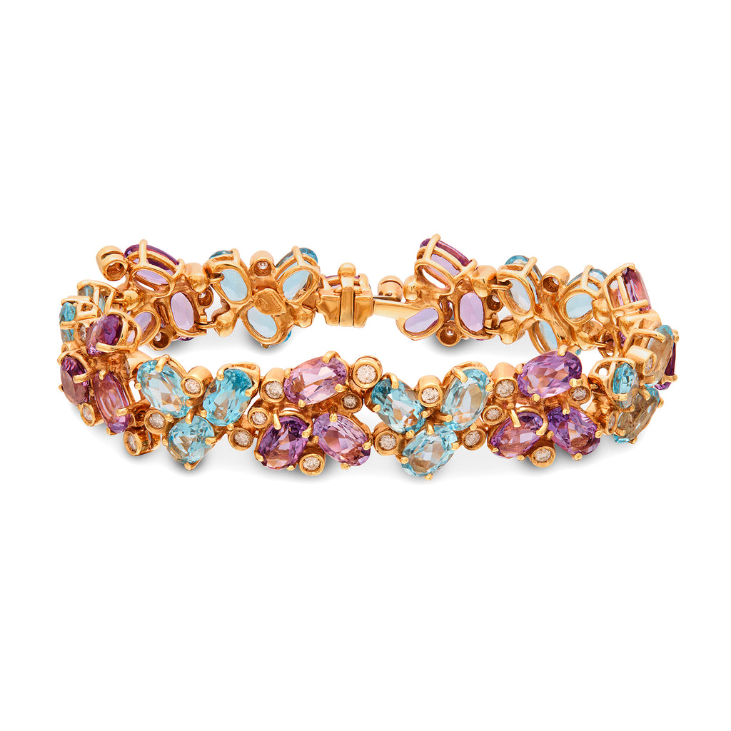 Italian Multi-Gem & 18k Rose Gold Bracelet