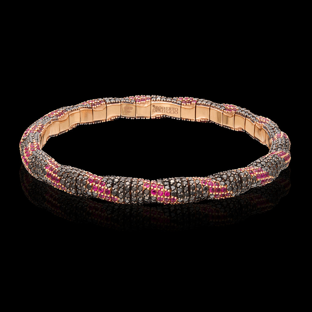 Roberto Demeglio Black Diamond & Ruby Stretch Bracelet
