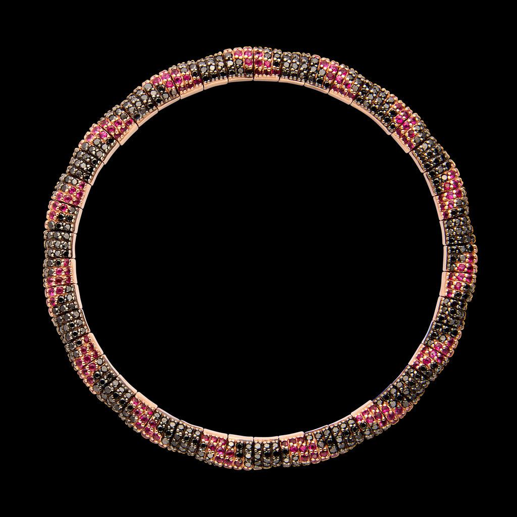 Roberto Demeglio Black Diamond & Ruby Stretch Bracelet