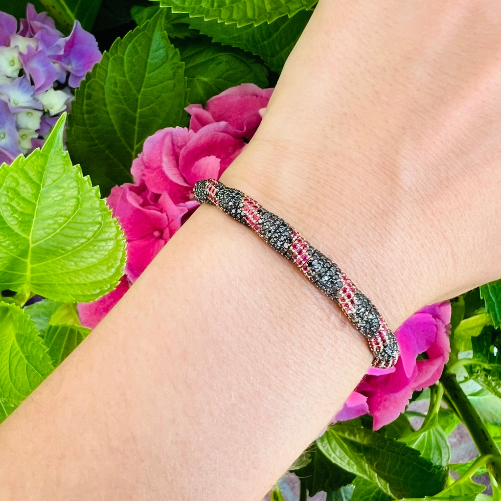 Roberto Demeglio Black Diamond & Ruby Stretch Bracelet