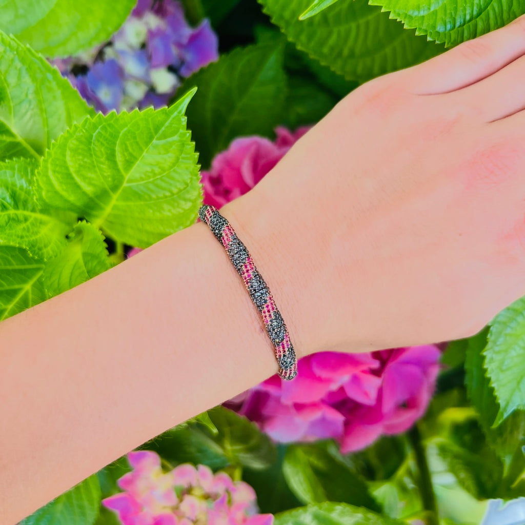 Roberto Demeglio Black Diamond & Ruby Stretch Bracelet