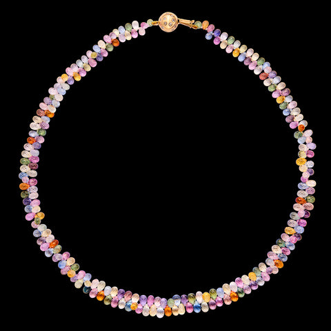 Exceptional Multi-Color Sapphire & 18k Gold Necklace