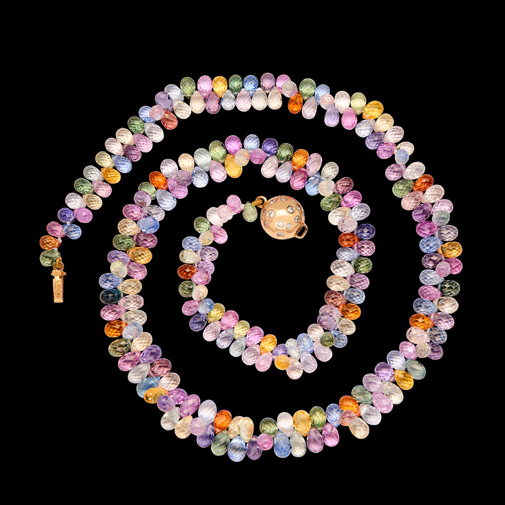 Exceptional Multi-Color Sapphire & 18k Gold Necklace