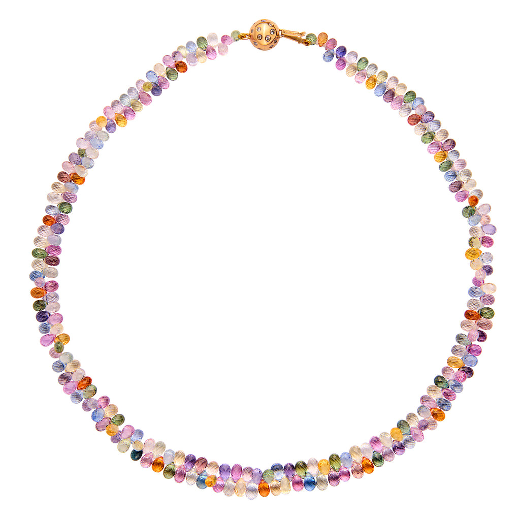 Exceptional Multi-Color Sapphire & 18k Gold Necklace