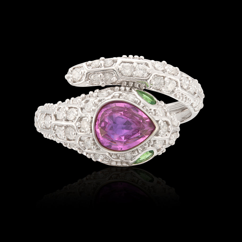 No Heat Padparadscha Sapphire & Diamond Ring