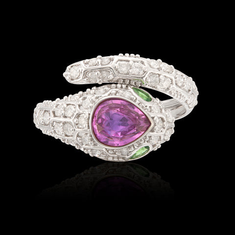 No Heat Padparadscha Sapphire & Diamond Ring