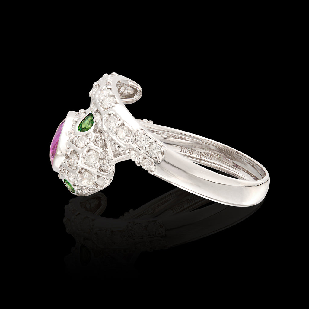 No Heat Padparadscha Sapphire & Diamond Ring