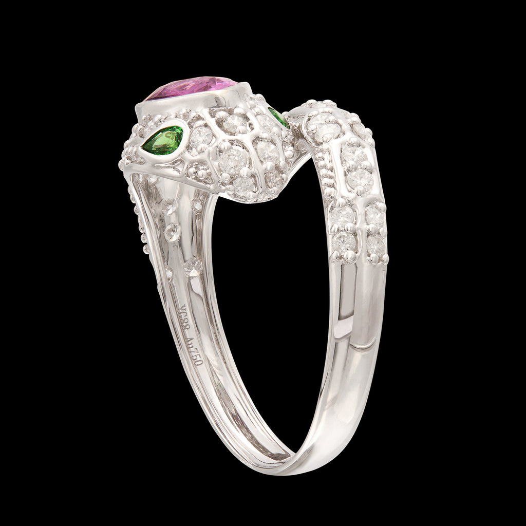 No Heat Padparadscha Sapphire & Diamond Ring