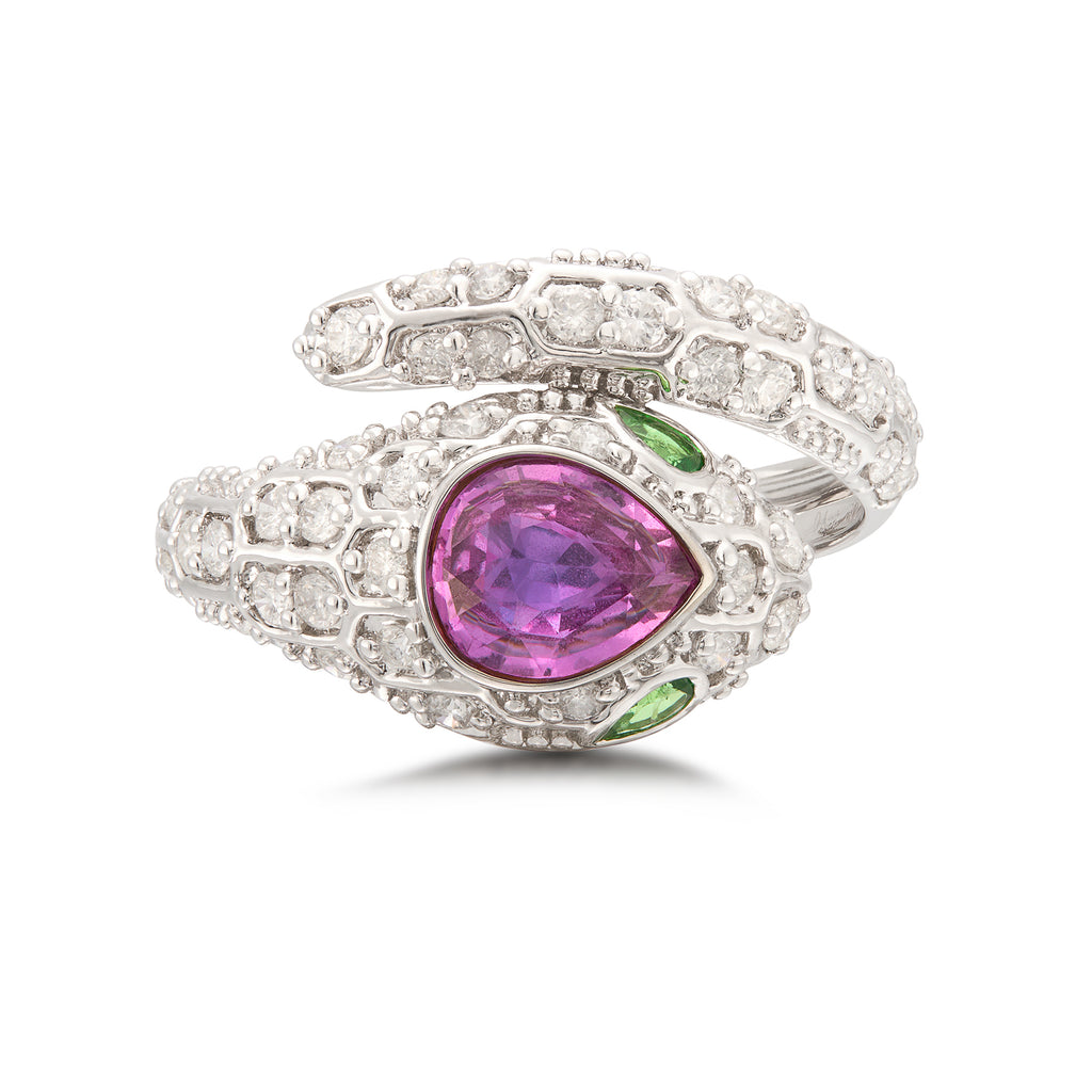 No Heat Padparadscha Sapphire & Diamond Ring