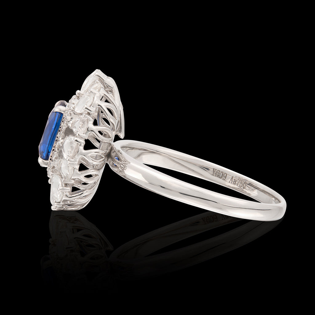 Vivid Blue & White Sapphire and Diamond Ring