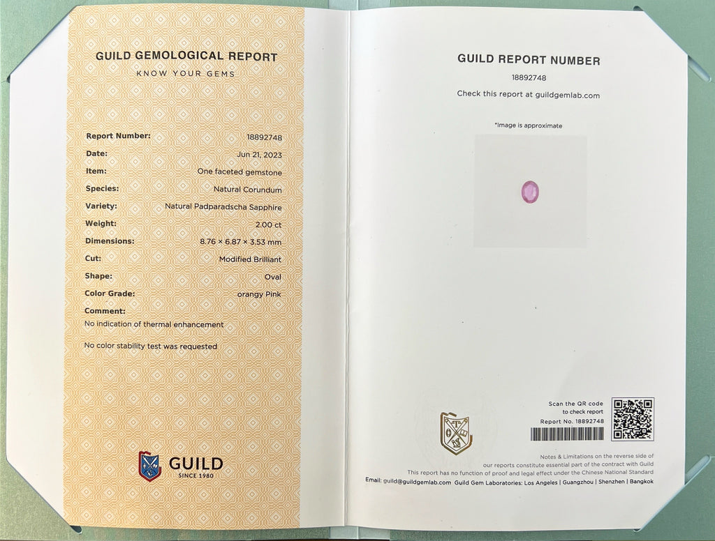 2.00-ct No Heat Padparadscha Sapphire 18k White Gold Ring