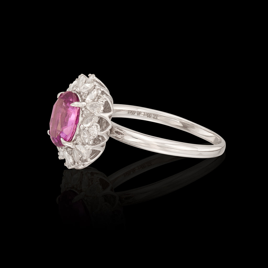2.00-ct No Heat Padparadscha Sapphire 18k White Gold Ring