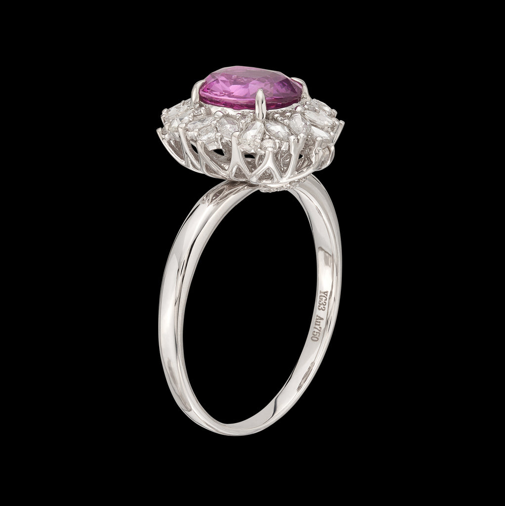 2.00-ct No Heat Padparadscha Sapphire 18k White Gold Ring