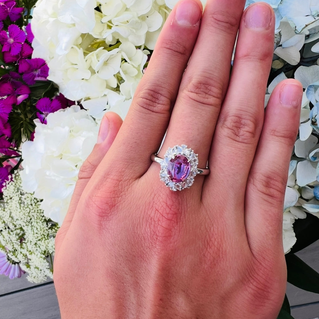 2.00-ct No Heat Padparadscha Sapphire 18k White Gold Ring