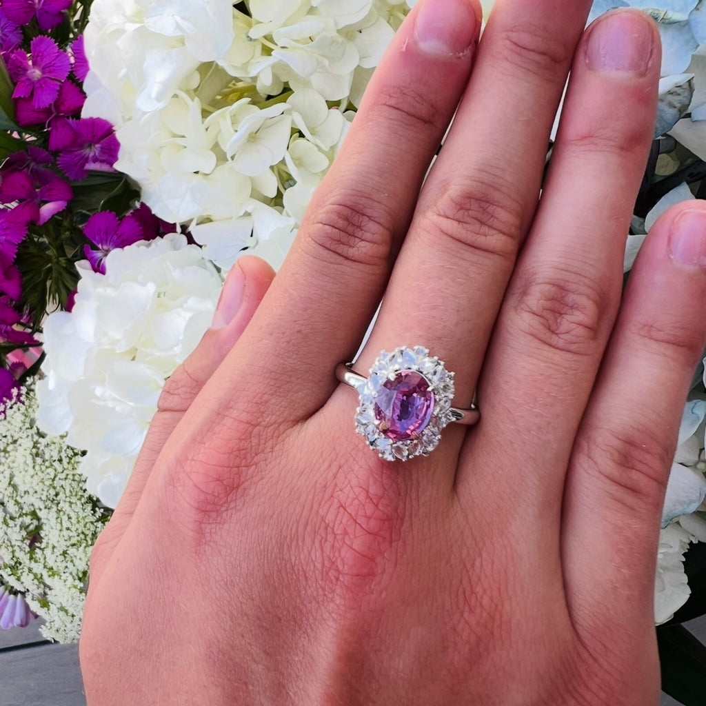 2.00-ct No Heat Padparadscha Sapphire 18k White Gold Ring