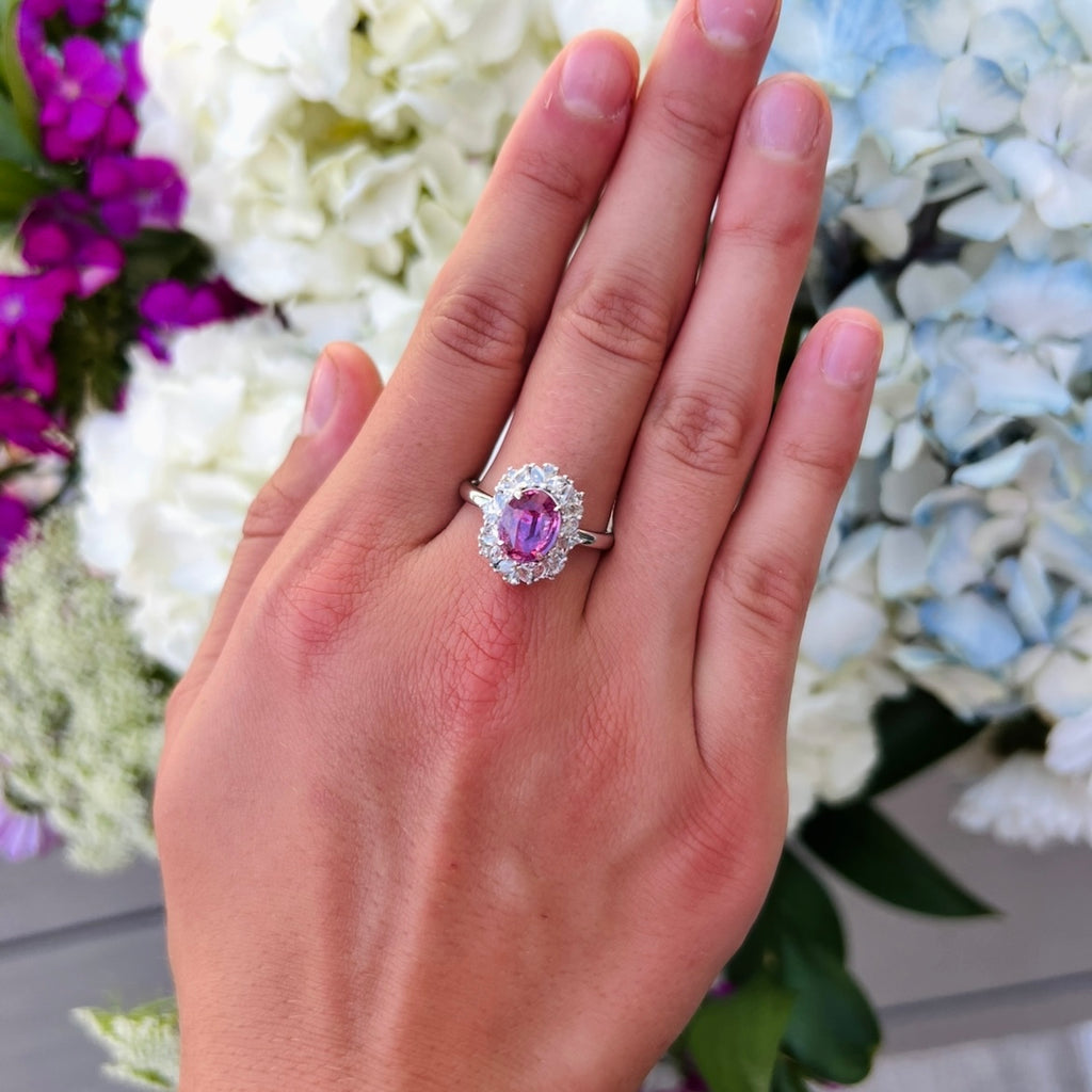 2.00-ct No Heat Padparadscha Sapphire 18k White Gold Ring