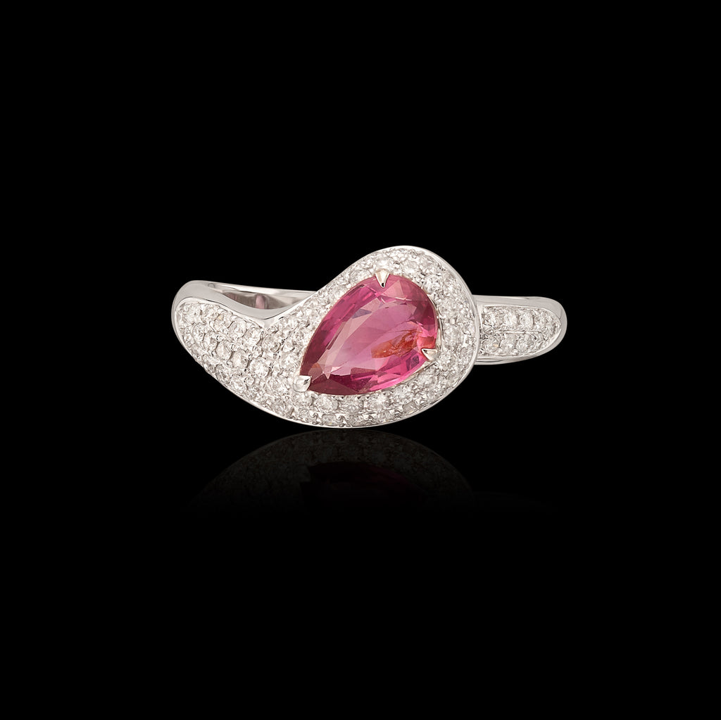 1.05-ct No Heat Padparadscha Sapphire 18k White Gold Ring