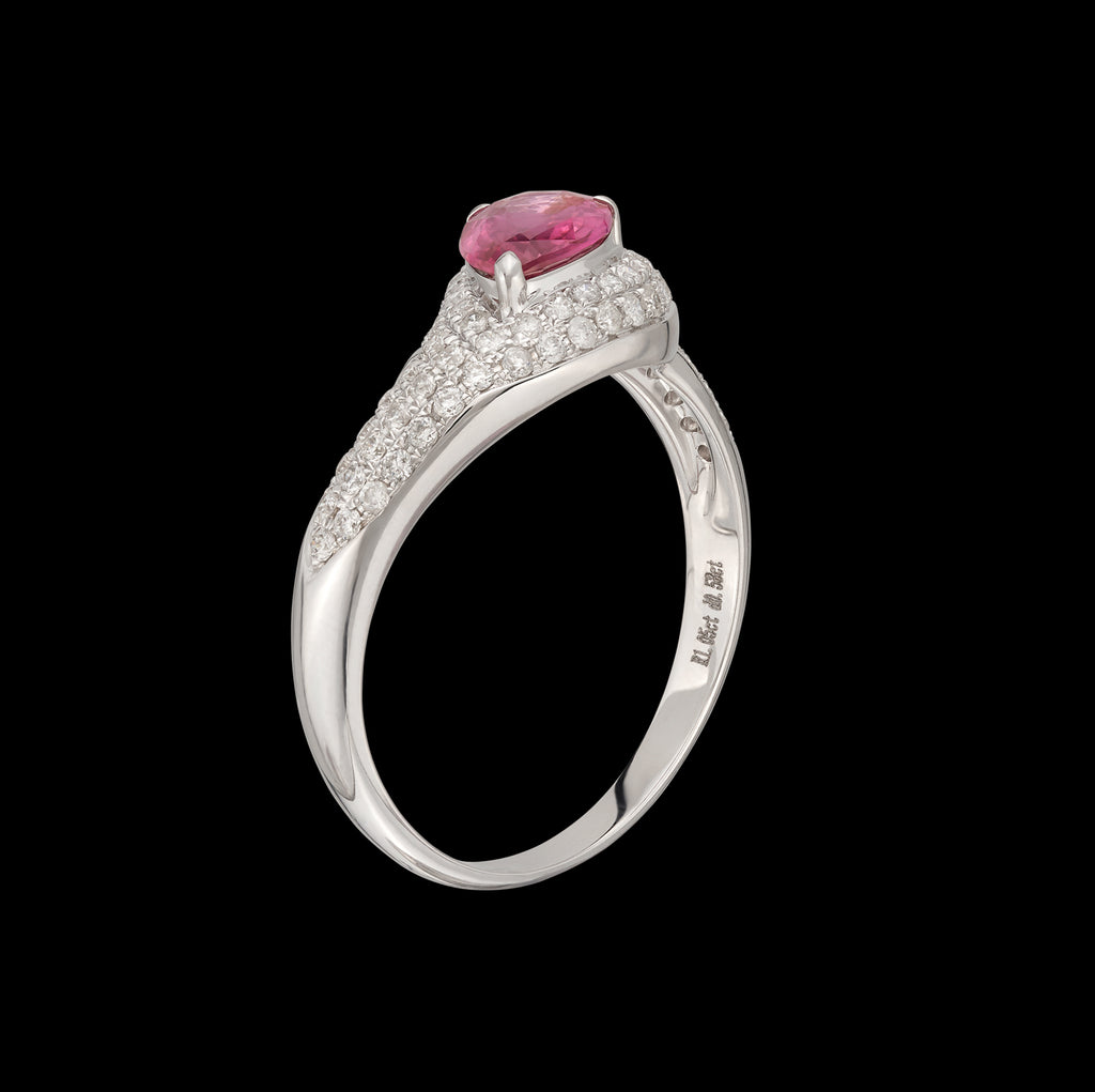 1.05-ct No Heat Padparadscha Sapphire 18k White Gold Ring
