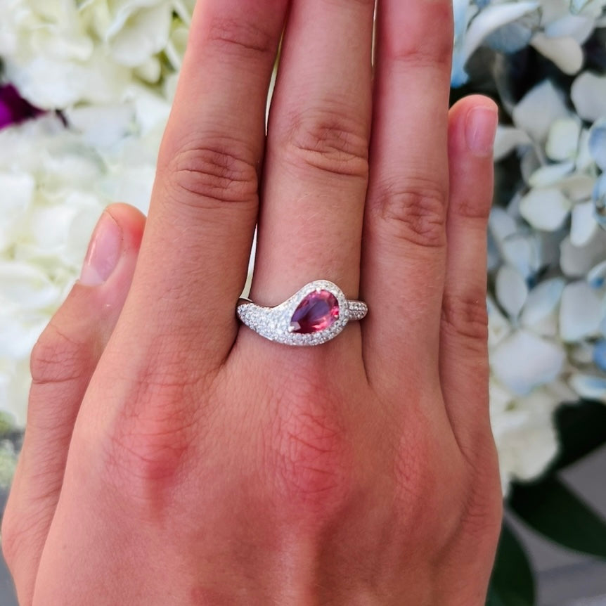 1.05-ct No Heat Padparadscha Sapphire 18k White Gold Ring