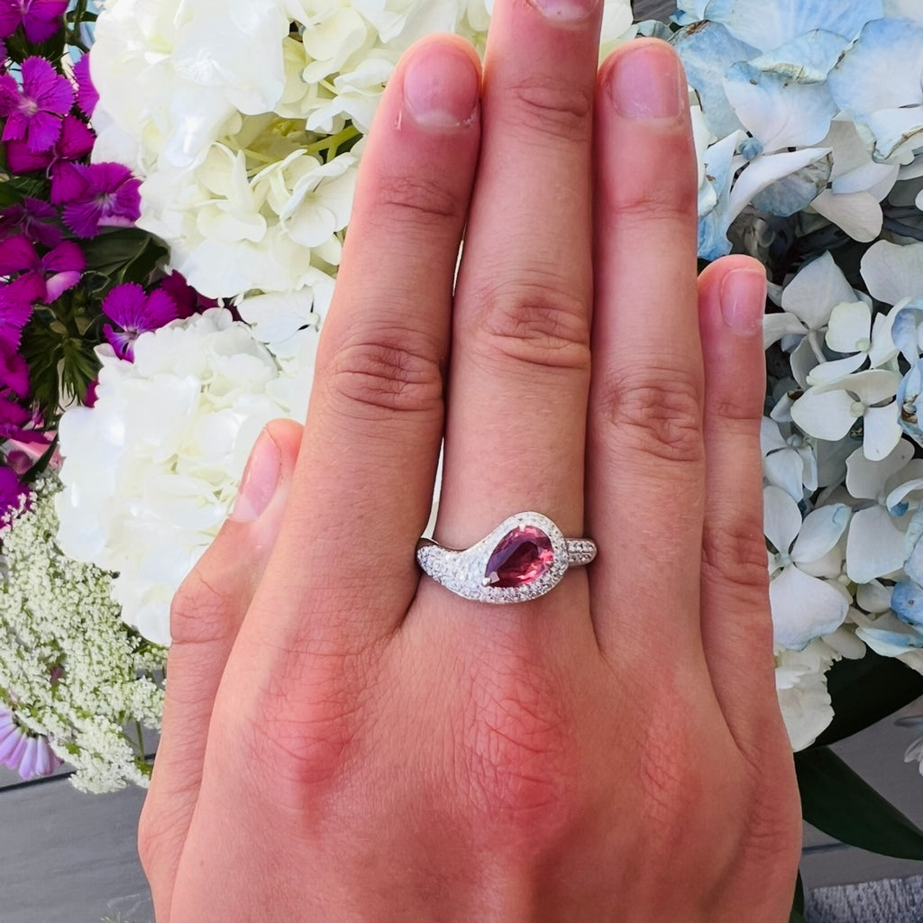 1.05-ct No Heat Padparadscha Sapphire 18k White Gold Ring