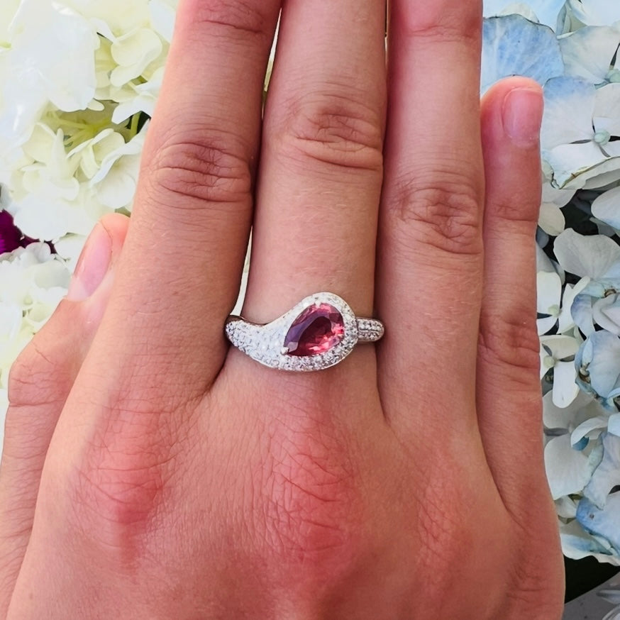 1.05-ct No Heat Padparadscha Sapphire 18k White Gold Ring