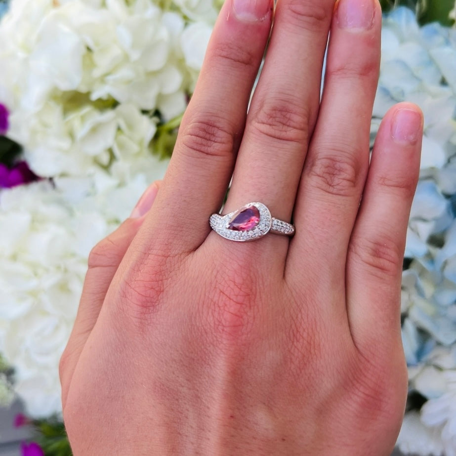 1.05-ct No Heat Padparadscha Sapphire 18k White Gold Ring