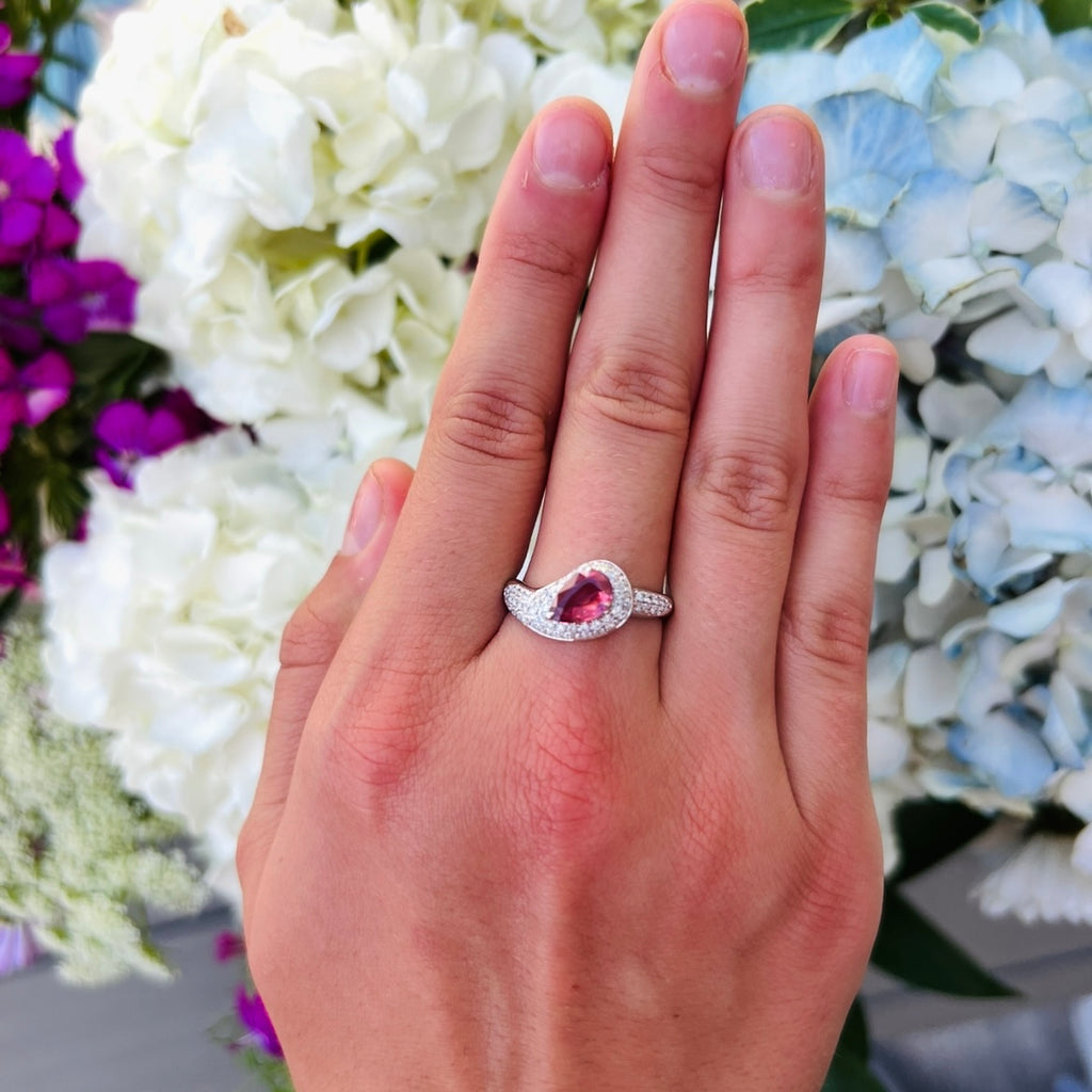 1.05-ct No Heat Padparadscha Sapphire 18k White Gold Ring