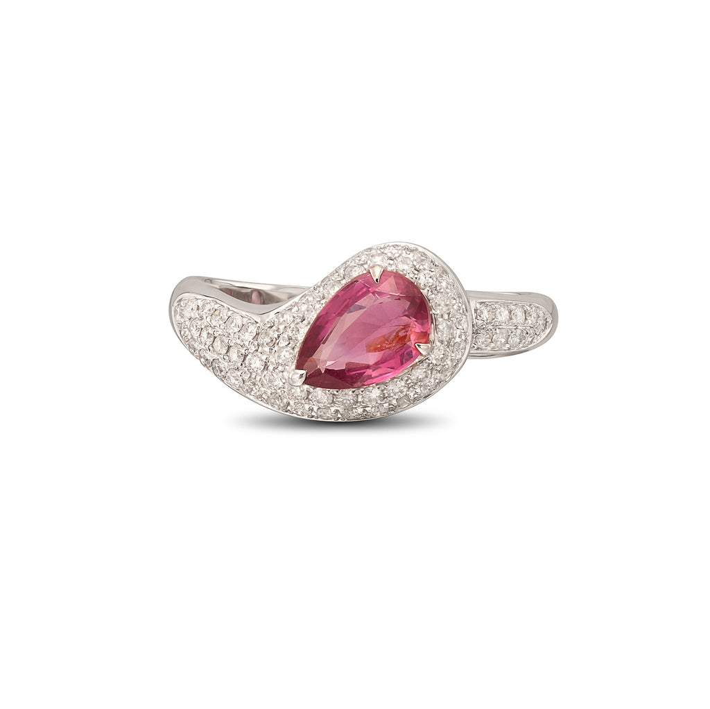 1.05-ct No Heat Padparadscha Sapphire 18k White Gold Ring