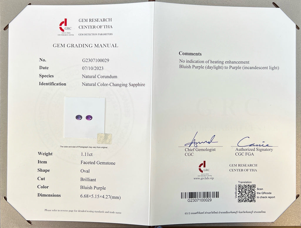 1.11-ct No Heat Color Change Sapphire Diamond Ring