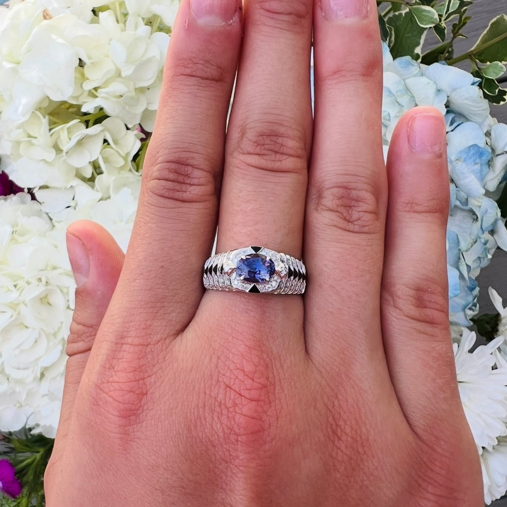 1.11-ct No Heat Color Change Sapphire Diamond Ring