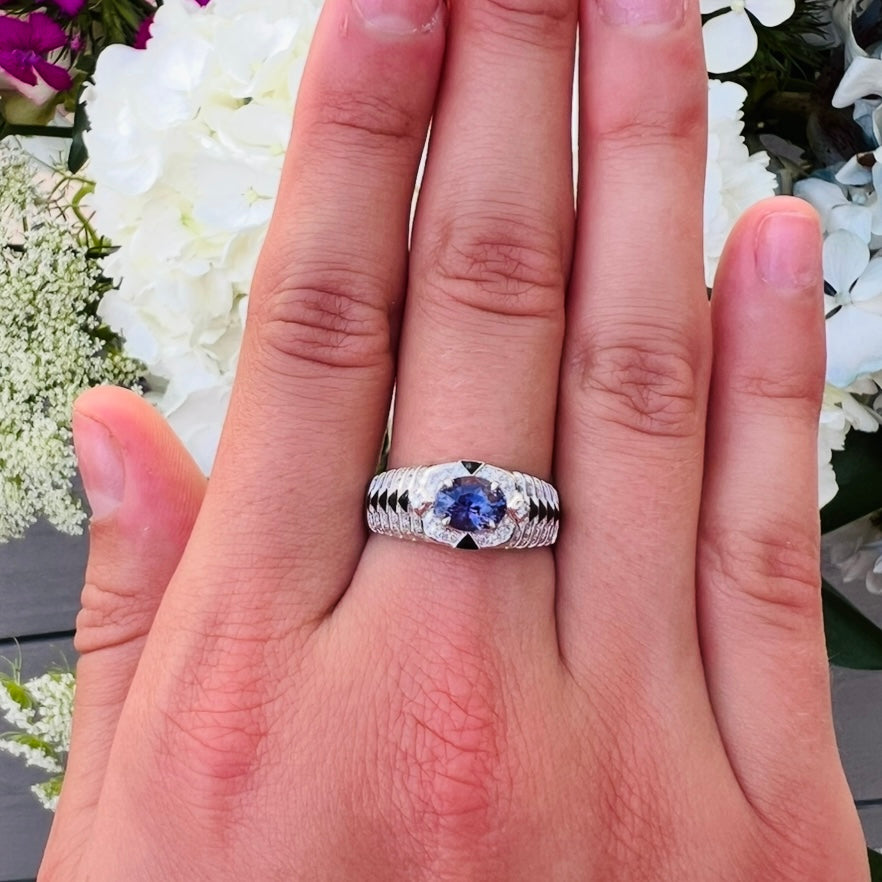 1.11-ct No Heat Color Change Sapphire Diamond Ring